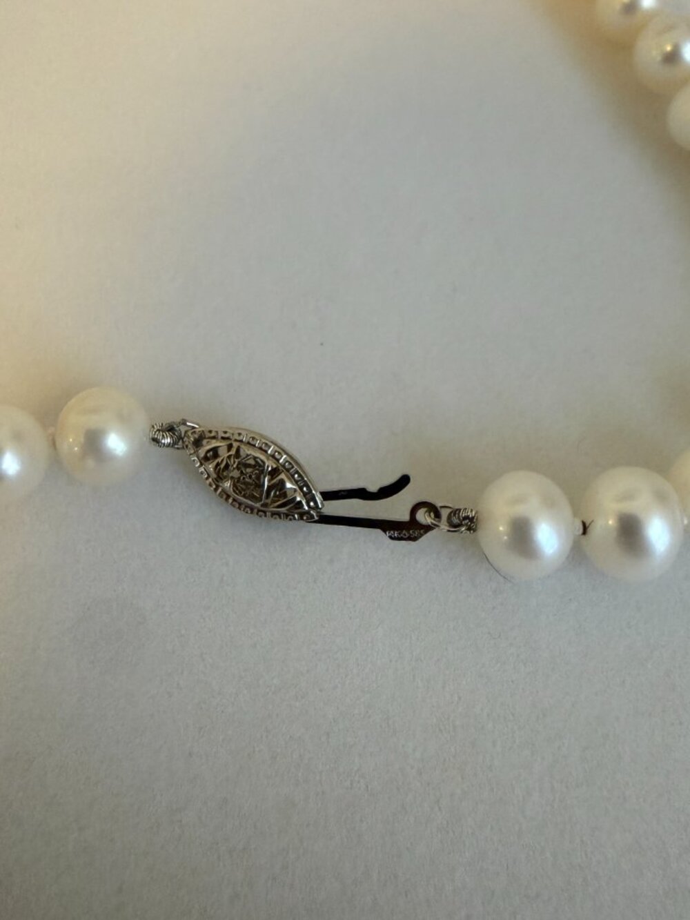 The Pearl Source 7–8mm Freshwater Pearl Necklace 14K White Gold Clasp